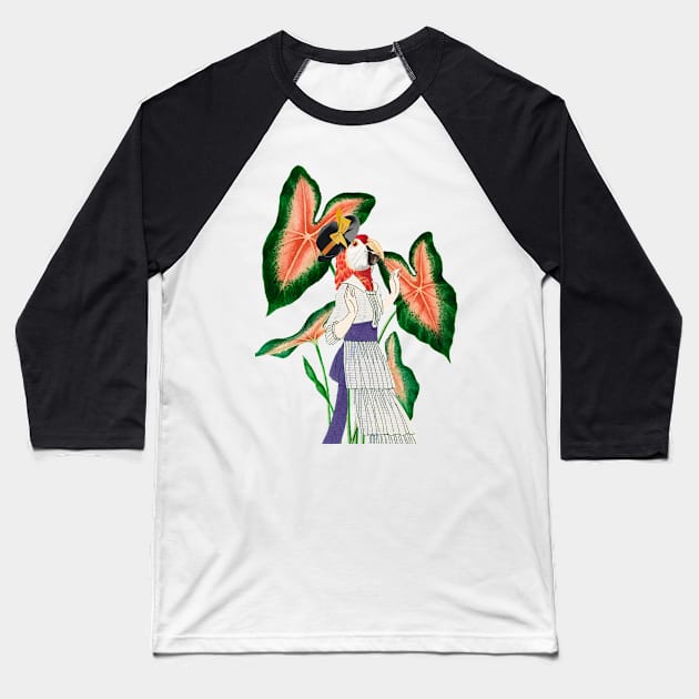 Funny Parrot Lady Baseball T-Shirt by Mako Design 